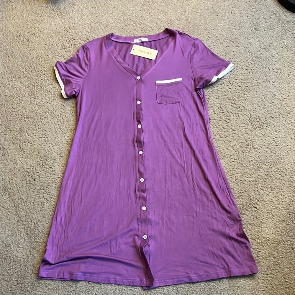 Ekouaer button up soft nightgown